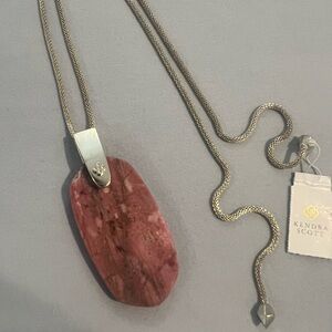 Kendra Scott Rose Rhodonite Pendant Necklace with Silver Chain